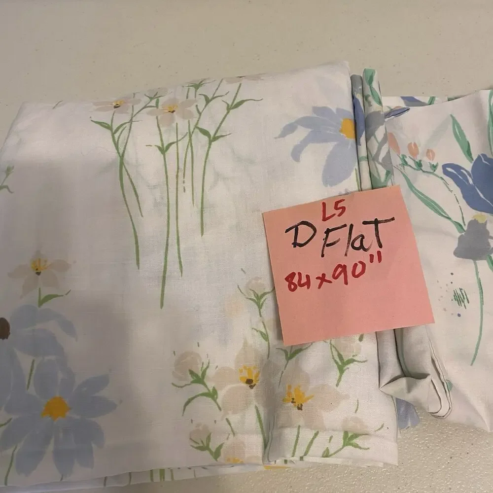 VTG Cotton Blend Full Size Flat Sheet Floral Cottagecore Home Collection 84x90” - Picture 2 of 7